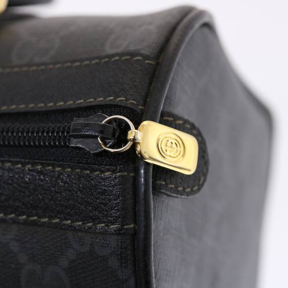 GUCCI GG Canvas Web Sherry Line Hand Bag PVC Leather Black Red Green Auth 49786 - Picture 9 of 16